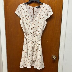 Trixxi Ivory Floral Wrap Dress
